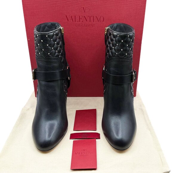 Brand New Valentino Garavani Rockstud Spike Heel Boot in Black Leather, Size 39 - Picture 2 of 11